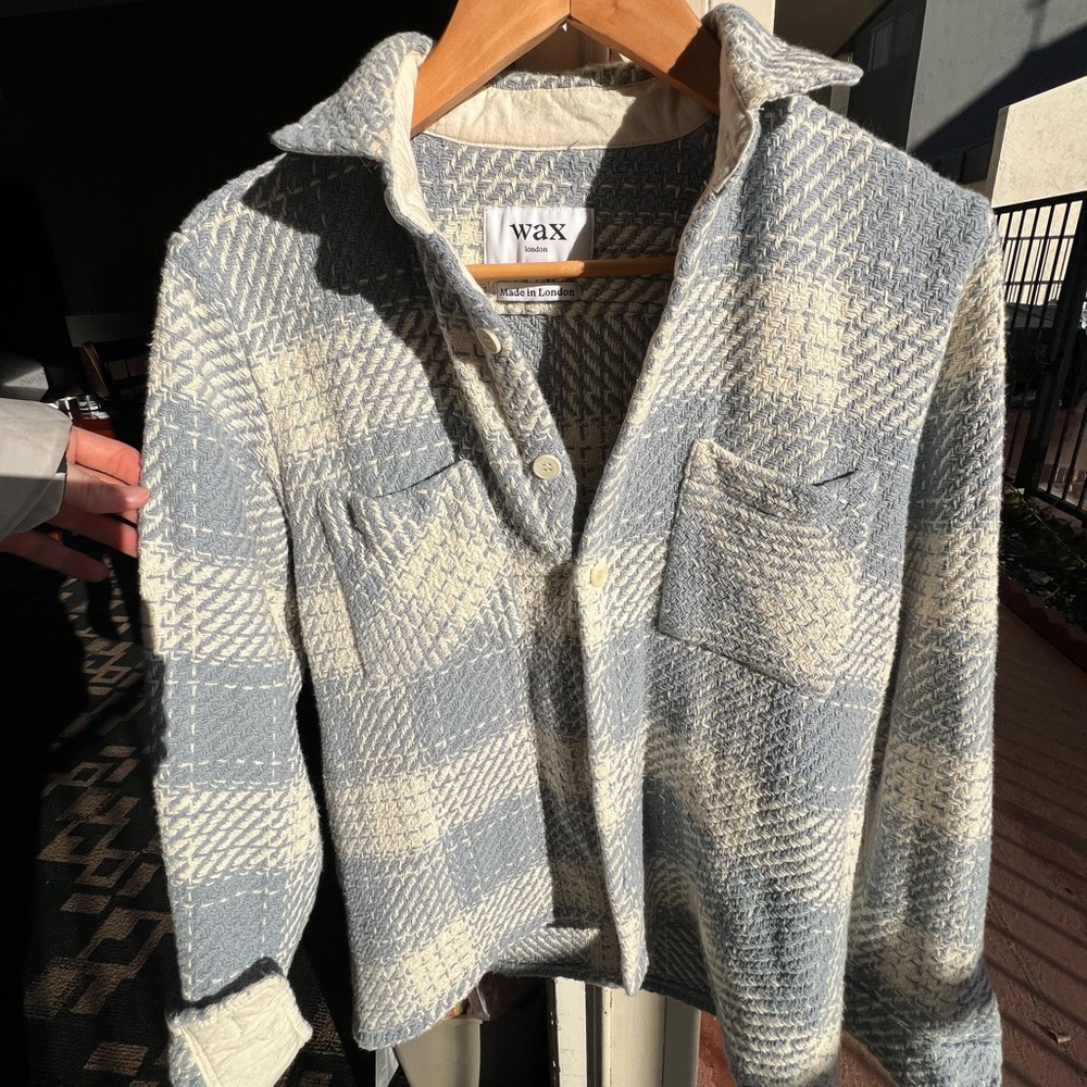 Wax Blue and Cream Lightweight Shirt Jacket
